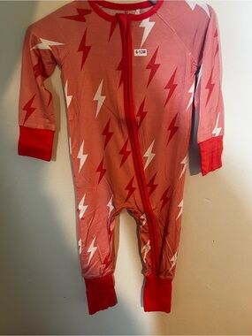 Baby Coral Lightning Zip-Front Footed One-Piece